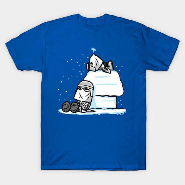 Funny Cute Sci-fi Winter Snow Soldier Cartoon Parody T-Shirt by BoggsNicolas